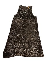 Tory Burch Sequin Sleeveless Sequence Brown Formal Cocktail Dress Size XS