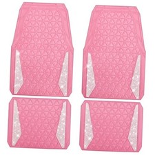 Bling Diamond Car Mats Rubber Floor Mats Full Set Anti-Slip 3D Pink Rubber