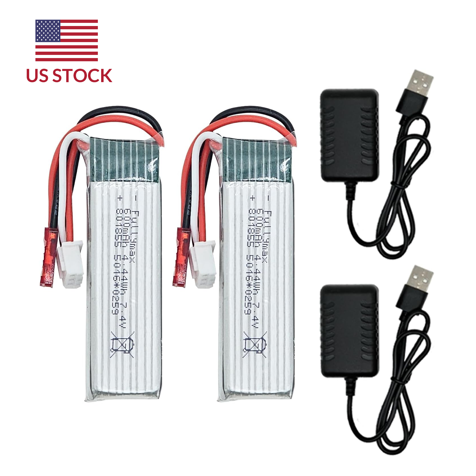 7.4V 600mAh Li-Po Battery with 2 USB Charger for WLtoys A160 A280 A300 RC Plane
