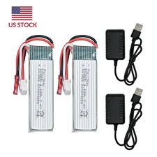 7.4V 600mAh Li-Po Battery with 2 USB Charger for WLtoys A160 A280 A300 RC Plane