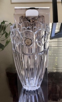 Vintage Celebrations  sweet Heart  7.5  Lead Crystal Vase New Old Stock
