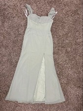 Azazie Sage Green Maxi Dress with Front Slit