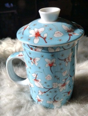 Chinese Cherry Blossom Porcelain Infusion Cup Traditional Tea Pot 
