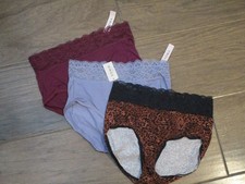 3-PACK SOMA EMBRACEABLE LACE BRIEF PANTIES IN PLUM/LAVENDER/ANIMAL SIZE MEDIUM