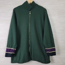 St. John Sport by Marie Gray Women  s Large Green Zip Jacket 100 Cotton USA Made
