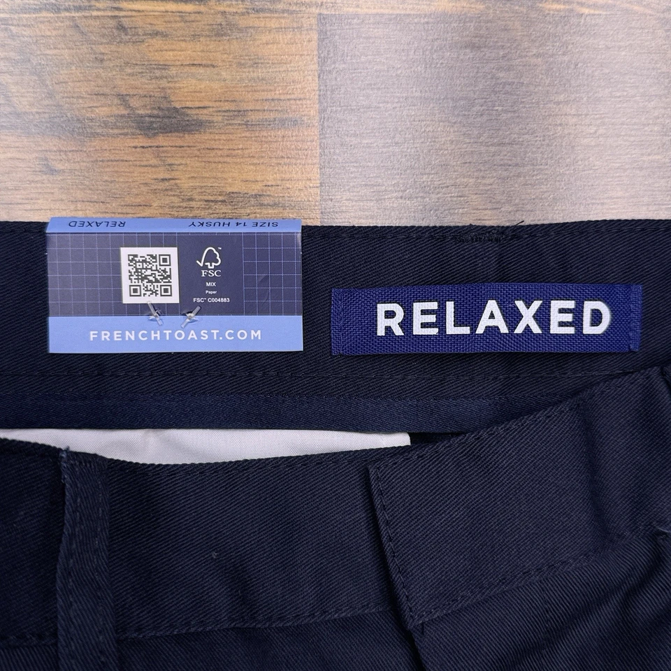 Pantalones Tostados Franceses Niños 14 Husky Azul Marino Cintura Ajustable Uniforme Nuevo Foto 4 de 4