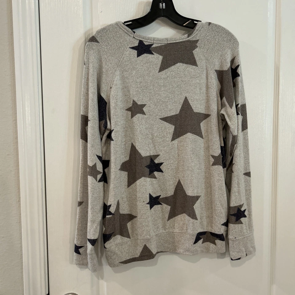 Buffalo by David Bitton Women Gray Pullover Sweater Medium with Stars - Image 4 of 4