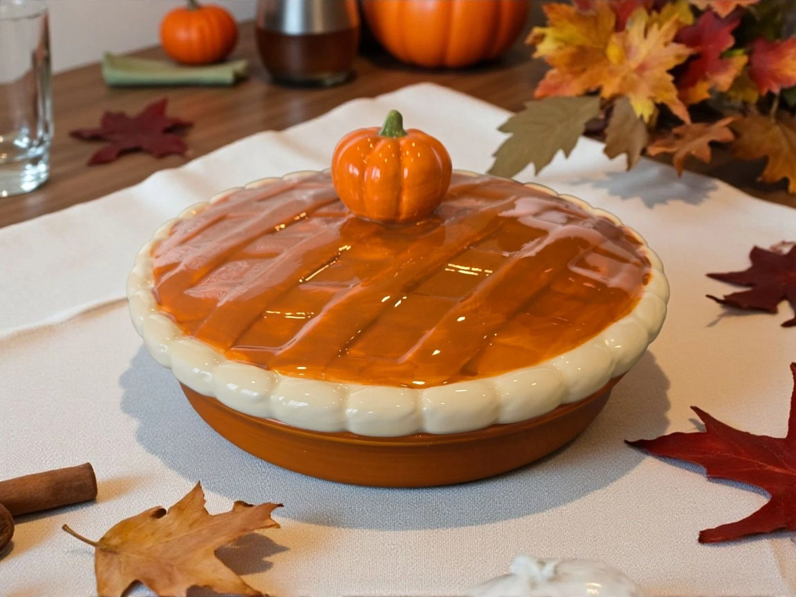 New Brown Ceramic Fall Thanksgiving Pumpkin Pie Baking Dish Pan Storage + Lid
Opens in a new window