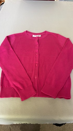 New The Childrens Place Girls Bright Pink Cotton Cardigan Sweater Size 14 XL - Picture 7 of 8