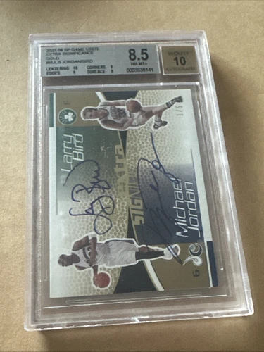 2003-04 So Game Used Extra Significance Gold Michael Jordan /bird 8.5 Auto 10