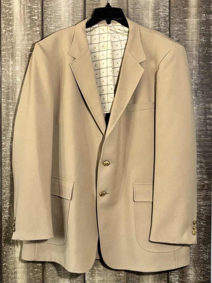 Leisure Suit Jacket Vintage Sears Men's Classic Collection Polyester 50 BT Tan - Image 2 of 4