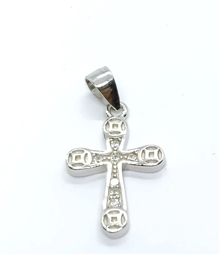 Ciondolo croce in argento 925/1000 con zirconi bianchi - Immagine 4 di 4
