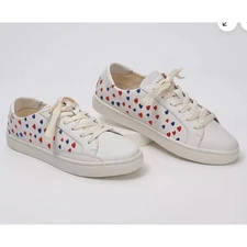NEW Soludos Lace-Up Ibiza Sneakers Queen of Hearts in White Sunrise Size 5.5