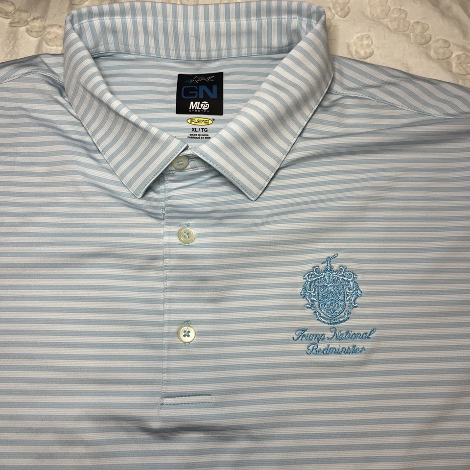 Camisa de golf TRUMP National Bedminster Club Greg Norman azul marino/a rayas para hombre talla XL Foto 2 de 4