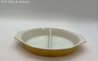 Pyrex Yellow Divided Dish Casserole 063 1 Qt Vintage Opal Glass