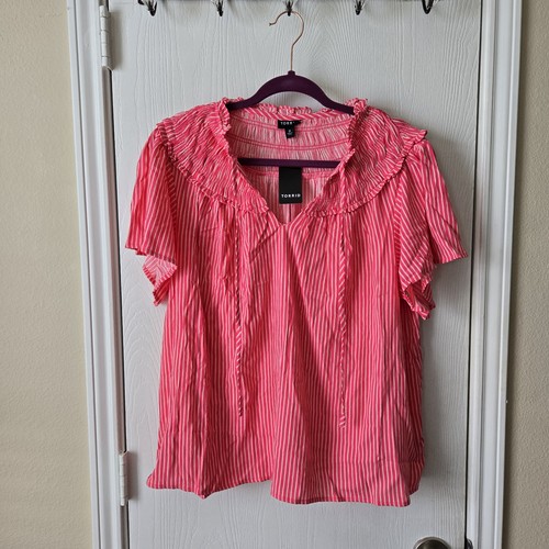 Top Torrid lavabile in garza smocked yoke nuovo con etichetta taglia 0X - Foto 5 di 12