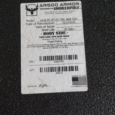 #ad AR500 Armor Level III 10x12 Flat Steel Plate Base Coat Multi hit Black Chest $45.00