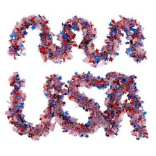 4th of July Decorations, 50Ft Red White Blue American Star Pattern Flag