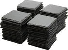 60 Pack 4 x 4 Inch Gorgeous Black Slate Stone Coasters Bulk Square Cup Coaster