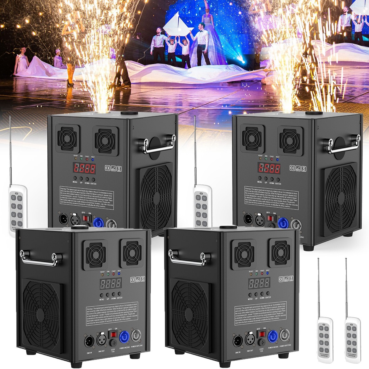 4pcs 700/1200W Cold Spark Machine Stage Effect DMX Firework
