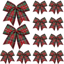 12 Pcs Christmas Buffalo Plaid Bows Decorations 6 Inch Christmas Check Plaid ...