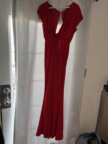 JILL JILL STUART Red Maxi Dress Long V-Neck Sleeveless Bow Lined Chiffon 2