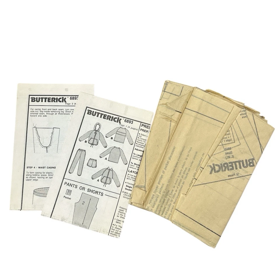 Vintage Butterick Pattern #6893 Men’s L-XL Jacket, Top, Shorts & Pants USA 1980s Foto 3 de 3