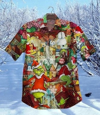 The Grinch Funny Christmas Unisex Hawaiian Shirt