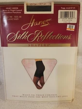 NEW HANES SILK REFLECTIONS SHAPERS SANDALFOOT NAVY AB WAIST TO THIGH New!