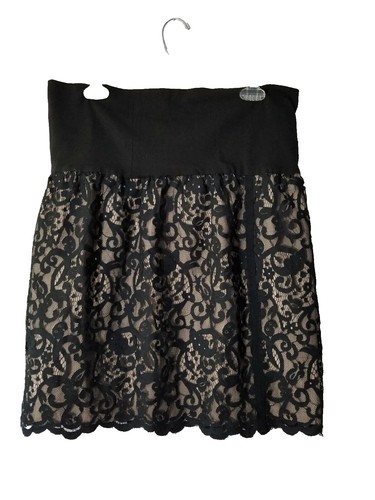 Ameri Wrinkle Flower Lace Skirt Blue Women's Knee-Length Ameri Wrinkle Flower Lace Skirt Blue Women's Knee-Length