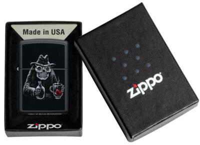 Zippo Windproof Lighter, Moonshine Drinking Skull, Bar Skull 49254
