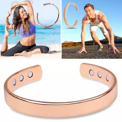 Bracciale magnetico rame artrite dolore energia UOMO DONNA BRACCIALE REGOLABILE NUOVO US - Foto 2 di 13