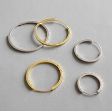 925 Sterling Silver Square 1.8mm Huggie Hoop Sleeper Earrings 20mm - 40mm A1874