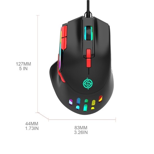 USB Gaming Mouse 9-button Macro Programming RGB Dazzling Light 6 Gear 6400DPI - Picture 8 of 10