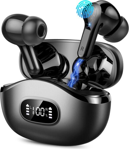 Wireless Earbuds, 2024 Bluetooth Headphones 5.3 HiFi Stereo Ear buds Black