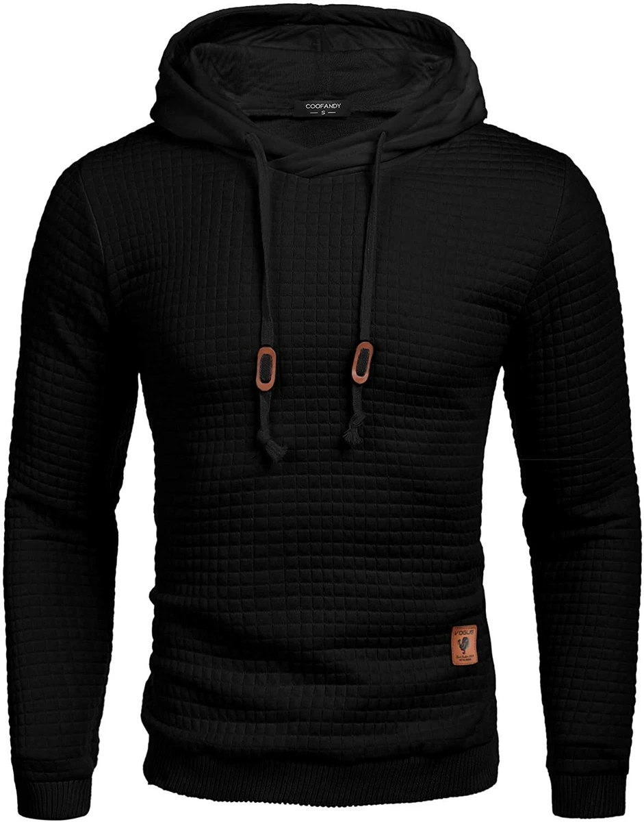 COOFANDY Menu0026#039;s Sweatshirt Hipster Gym Long Sleeve Drawstring Hooded  Plaid Jacqua | eBay