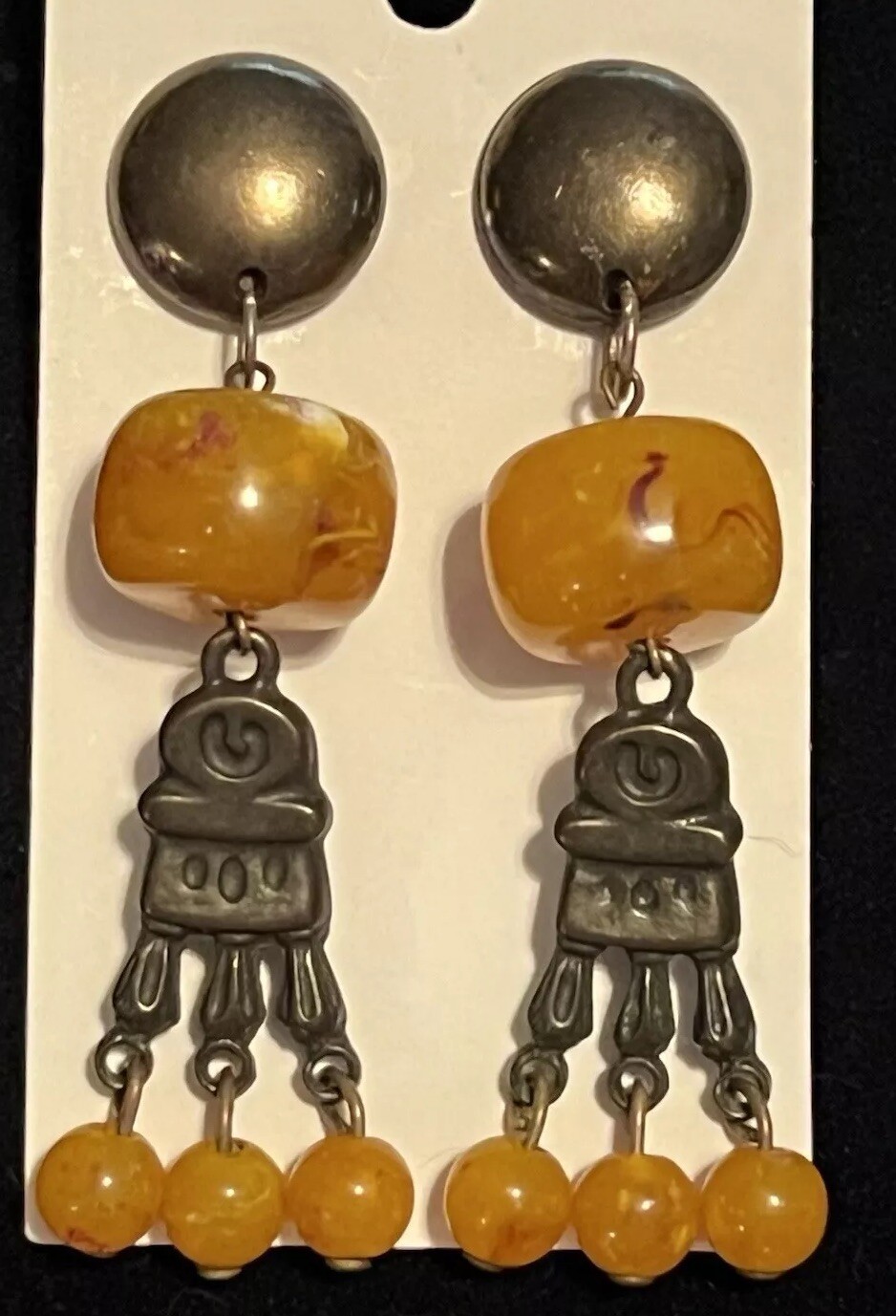 Bauble Statement Dangle Earrings Butterscotch And… - image 2