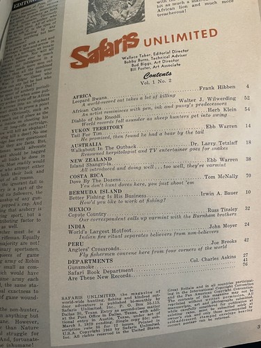 Safaris Unlimited Magazines by Wally Taber Vol 1 No 2 / No 3 SIGNED EBB WARREN - Imagen 10 de 11