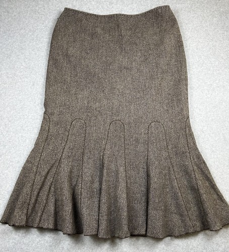 Elie Tahari Skirt Size W 10 Brown Tweed A-Line Wool Casual Office Siren Flared
