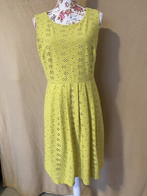 DAMEN SOMMERKLEID mit Lochstickerei ZITRONE  Elegant ENFOCUS STUDIO GR. 12(USA)￼