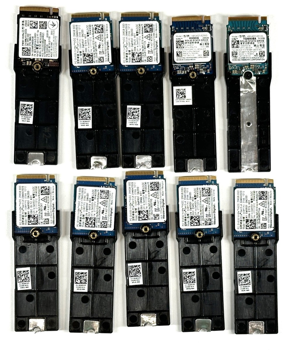 LOT of 10 Mixed WD/Samsung/SK Hynix 256Gb PCIe NVMe SSD M.2
