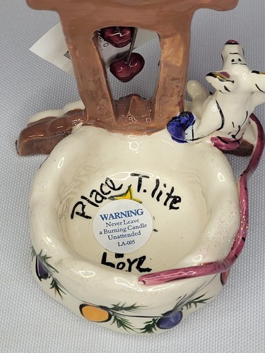 Vtg 2002 Blue Sky Heather Goldmine Christmas Mouse Clock Tealight Candle Holder - Picture 6 of 9