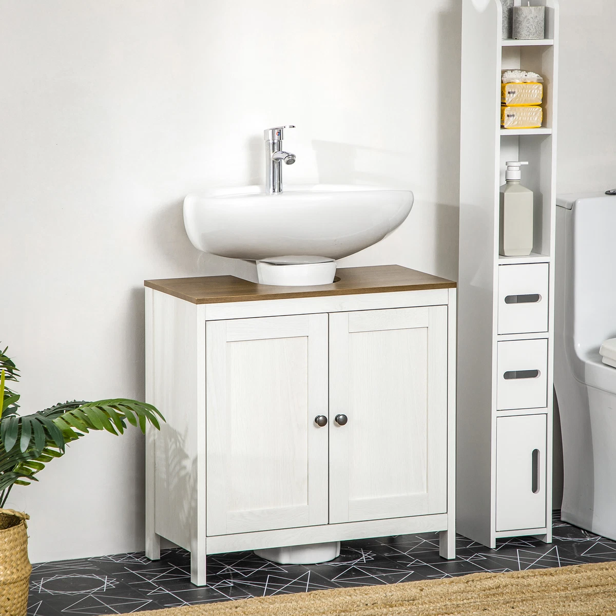 Kleankin Small Bathroom Vanity Freestanding Bathroom Storage