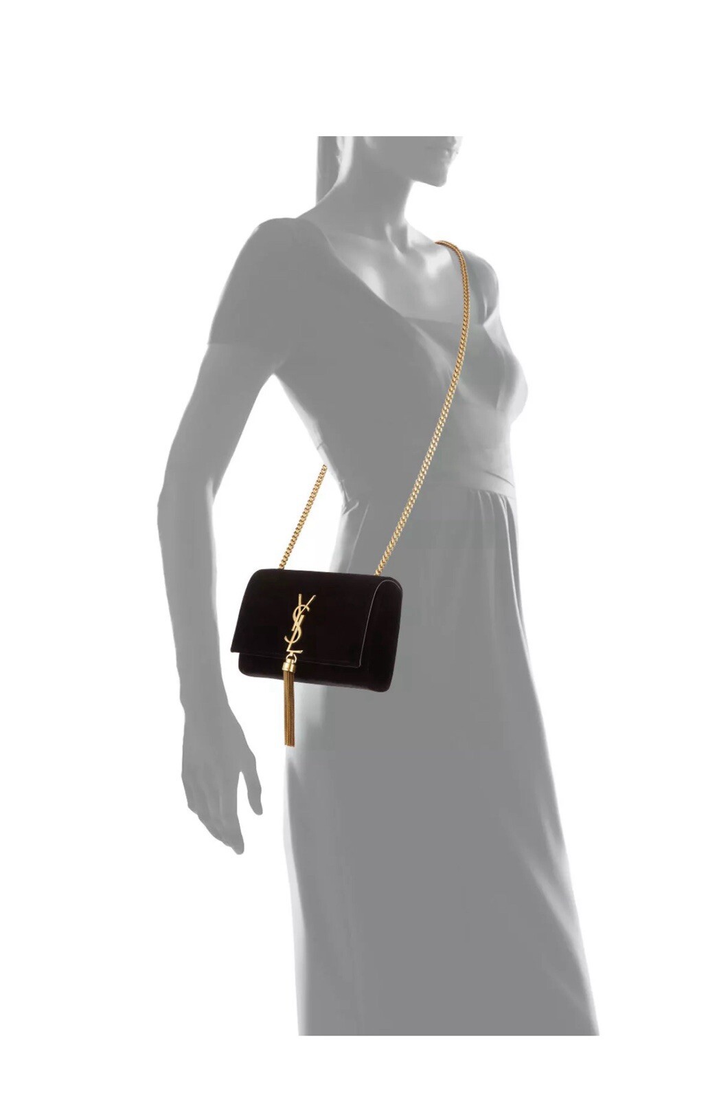 Crociera nappa in velluto Saint Laurent YSL Nero oro Medio