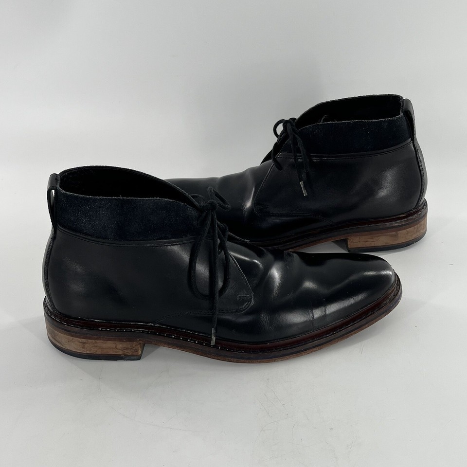 Cole Haan Leather Colton Winter Chukka Boots Mens 10.5 Black Lace Up