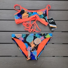 TYR Durafast Womens Pineapple Twist Top  & Bikini Bottom Size S New
