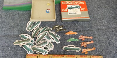 vintage box  gummed labels - CARS + Planes Vehicles Gummed Stickers