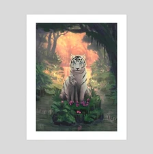 Mother and Cub - 12" x 15" Illustration - High Quality Art Print