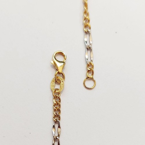 18kt gold necklace men women unisex with two-tone yellow white knits 50 cm gr 3 - Picture 8 of 24