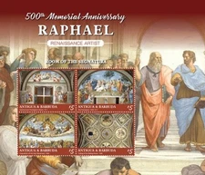 Antigua 2020 - Raphael Renaissance Art - Sheet of 4 Stamps - Scott #3589 - MNH